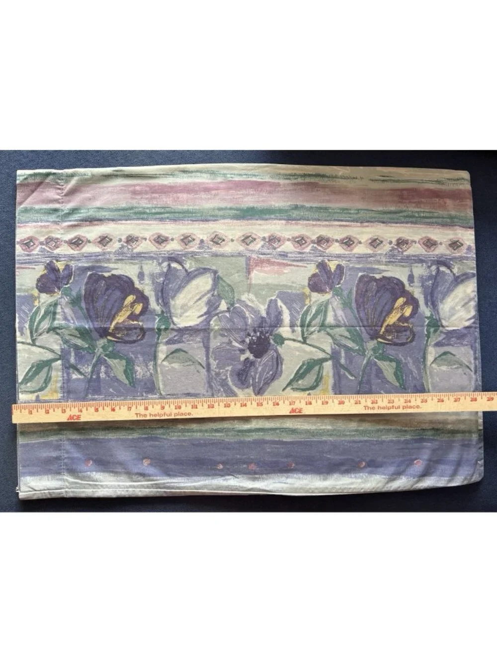 Pair DAN RIVER Pillowcases Standard NO-IRON Percale Purple Blue Watercolor USA